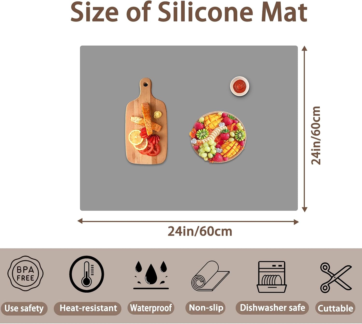 Square Silicone Mat for Kitchen Counters, Semi-Transparent - Image 2