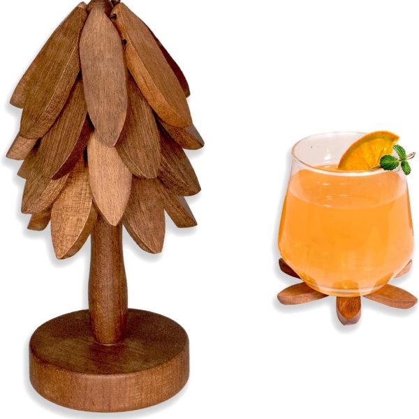 Tree-Shaped Wooden Coaster Set for Coffee Tables