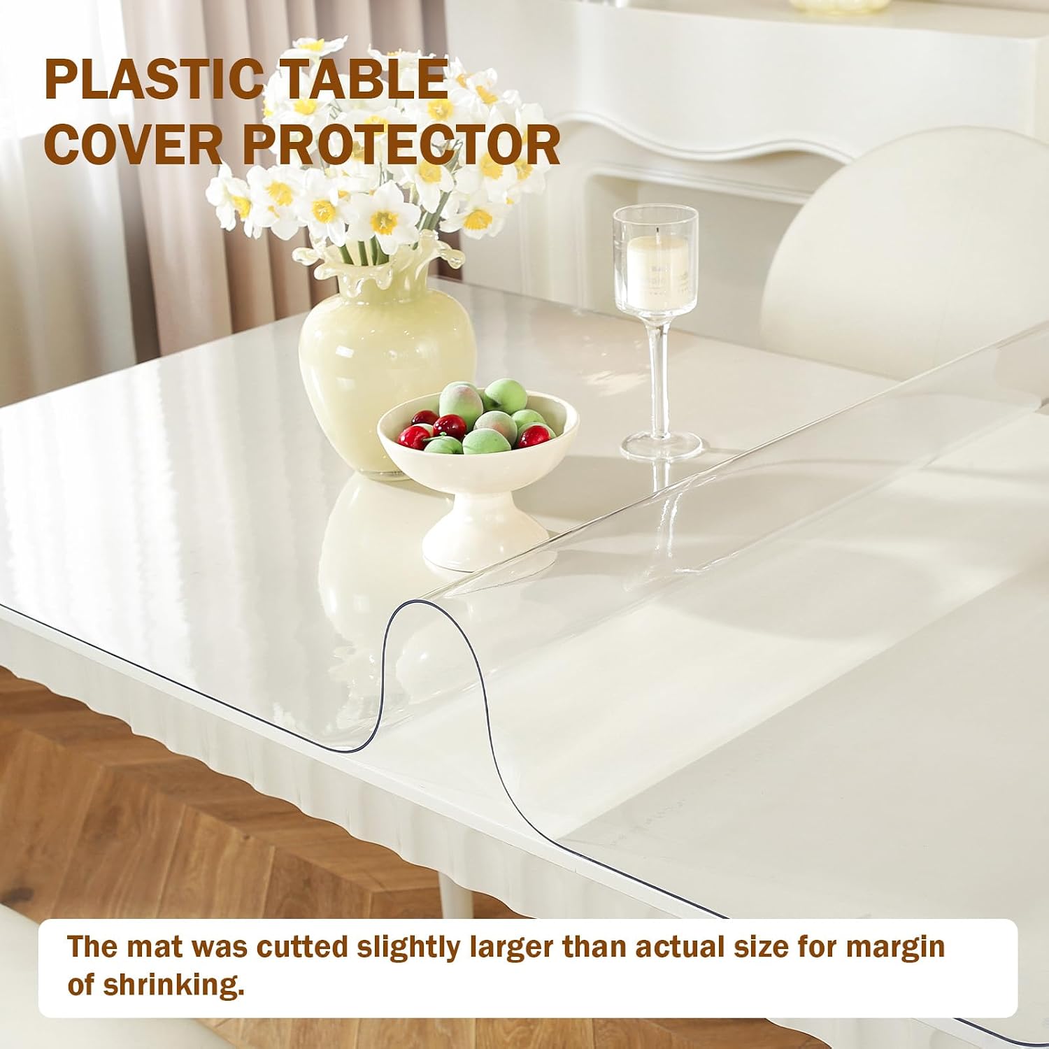 Clear Plastic Table Cover, 36 x 60 Inch - Image 2