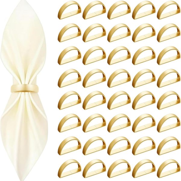 Forty-Piece Gold Metal Napkin Rings, Semi-Circular