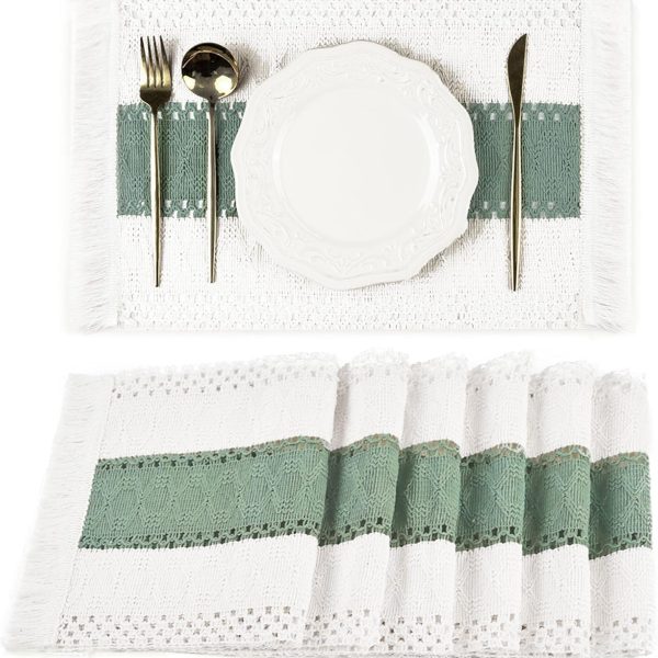 Boho Placemat, Sage Green Farmhouse Table Decor