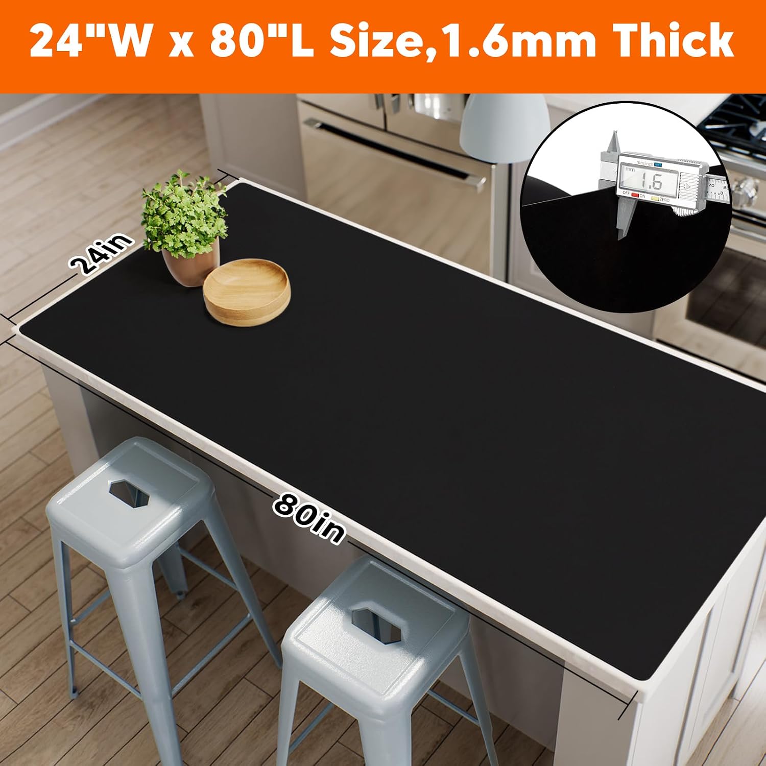 Large Black Silicone Mat for Kitchen Counters - Image 2