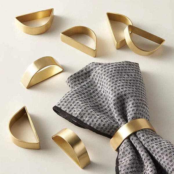 Four-Piece Brushed Gold Cuff Napkin Rings