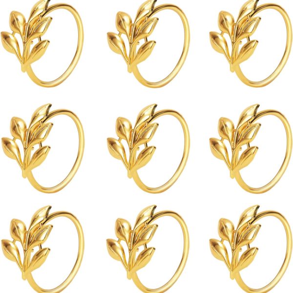 Twenty-Piece Gold Leaf Napkin Rings for Thanksgiving