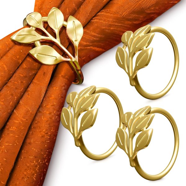 Twenty-Piece Gold Napkin Rings with Leaf Motif