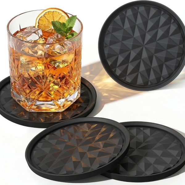 Four-Piece Silicone Drink Coaster Set for Desk