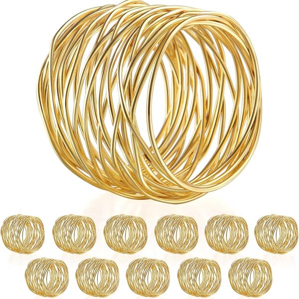 Twelve-Piece Gold Twisted Wire Mesh Napkin Rings