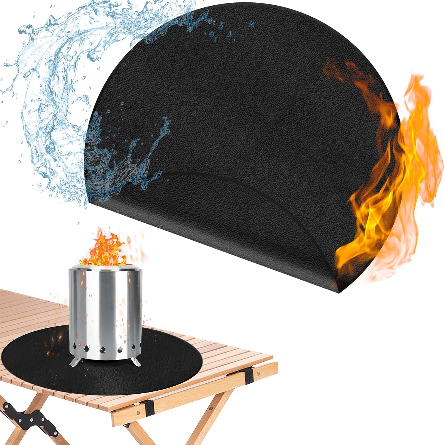 20-Inch Black Tabletop Fire Pit Mat