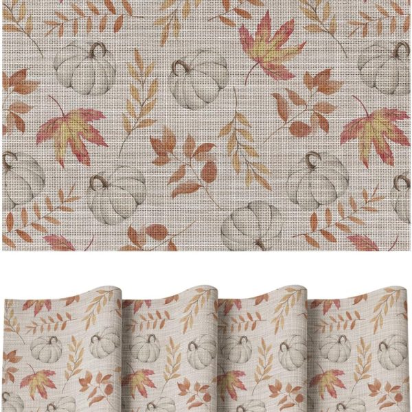 Maple Leaf Autumn Placemat, Colorful Printed Pvc, Easy To Wipe