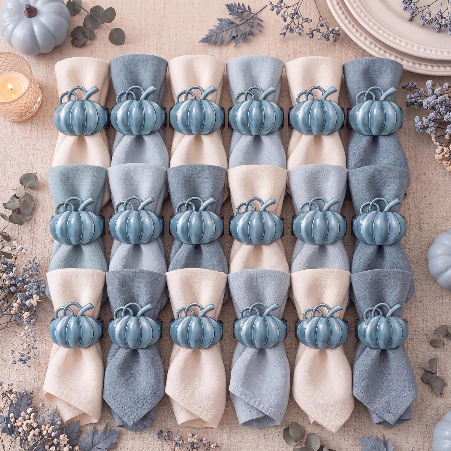 Six-Piece Bronze Pumpkin Napkin Rings for Thanksgiving - Image 2