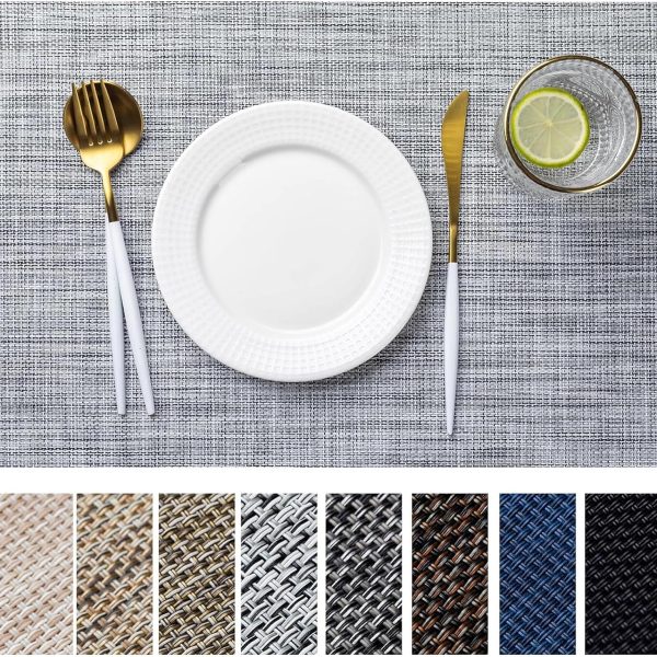 Woven Vinyl Placemat, Washable And Easy-To-Wipe Gray